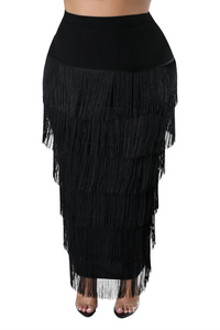 Harlem Nights Fringe  Maxi Skirt