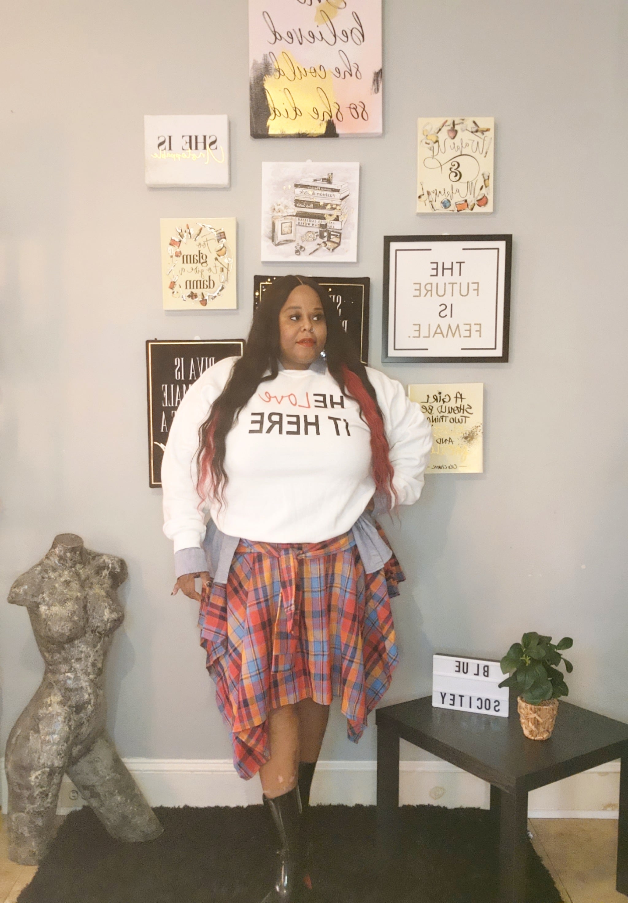 School Girl Plaid Shirt Skirt